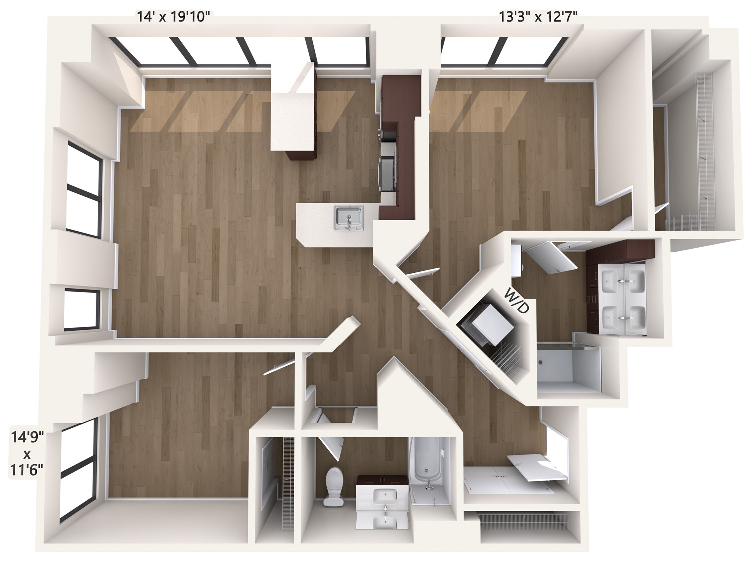 2 bed, 2 bath apartment for rent at 45 Stuart St Unit 1501, Midtown