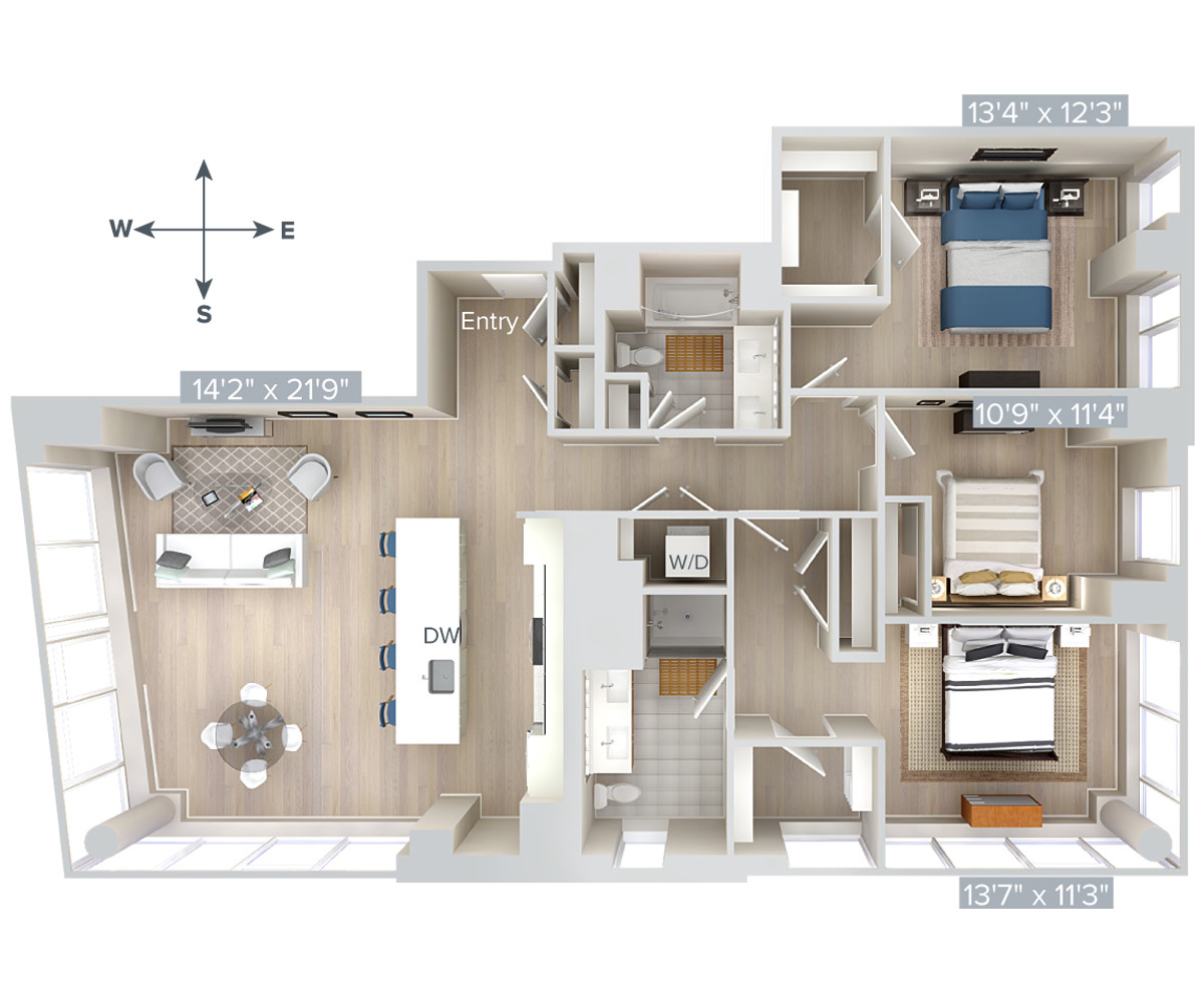 3 bed, 2 bath apartment for rent at 1 Nashua St Unit 3706, West End