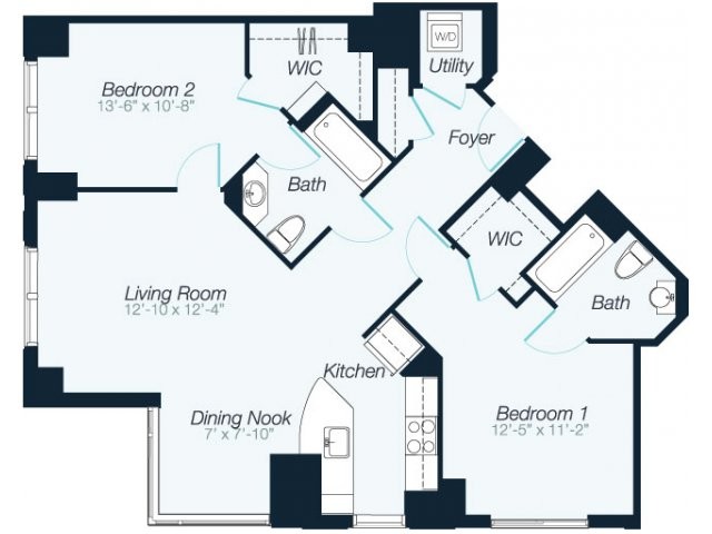 2 bed, 2 bath apartment for rent at 1 Leighton St Unit 1406, East Cambridge