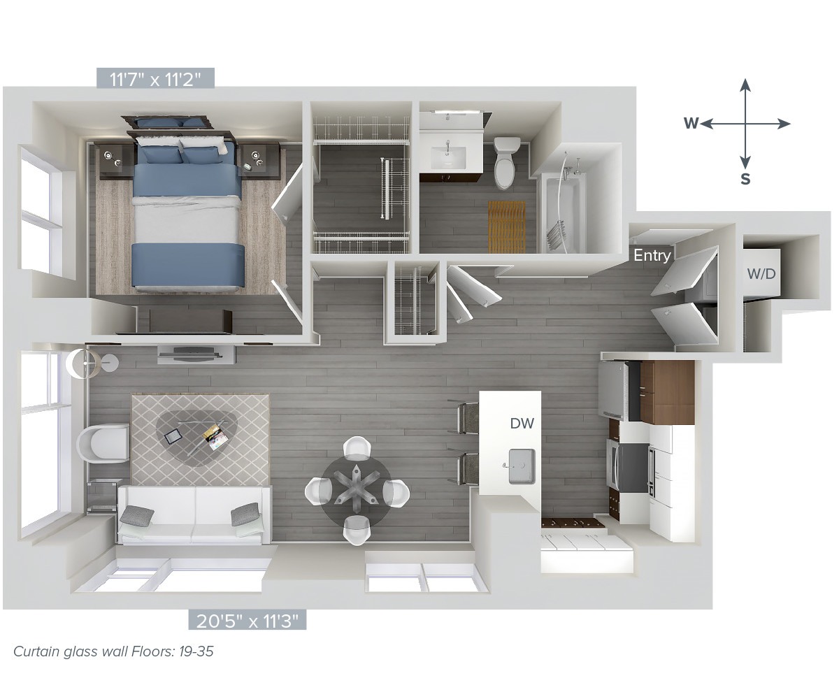 1 bed, 1 bath apartment for rent at 1 Nashua St Unit 1508, West End