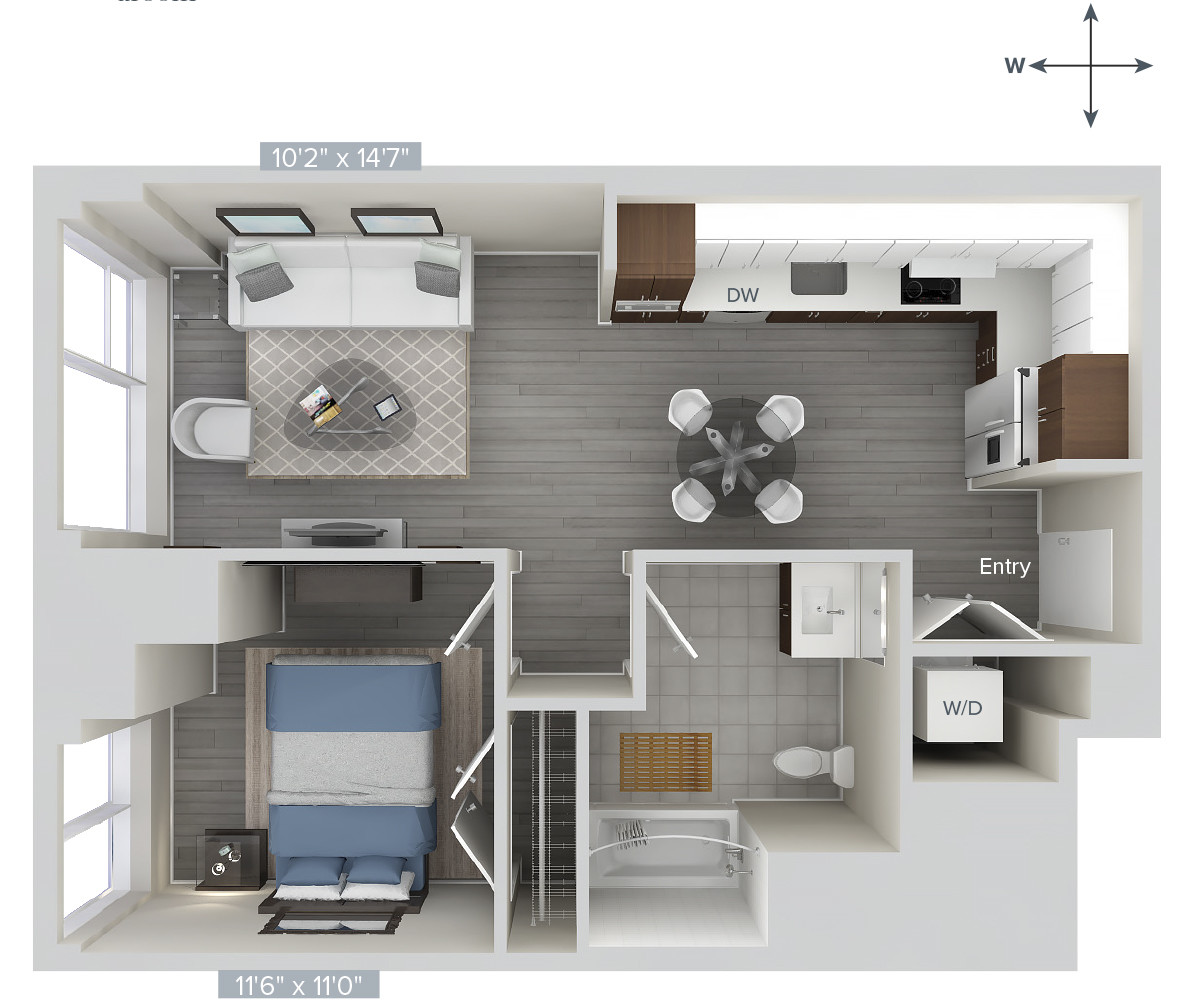 1 bed, 1 bath apartment for rent at 1 Nashua St Unit 1407, West End
