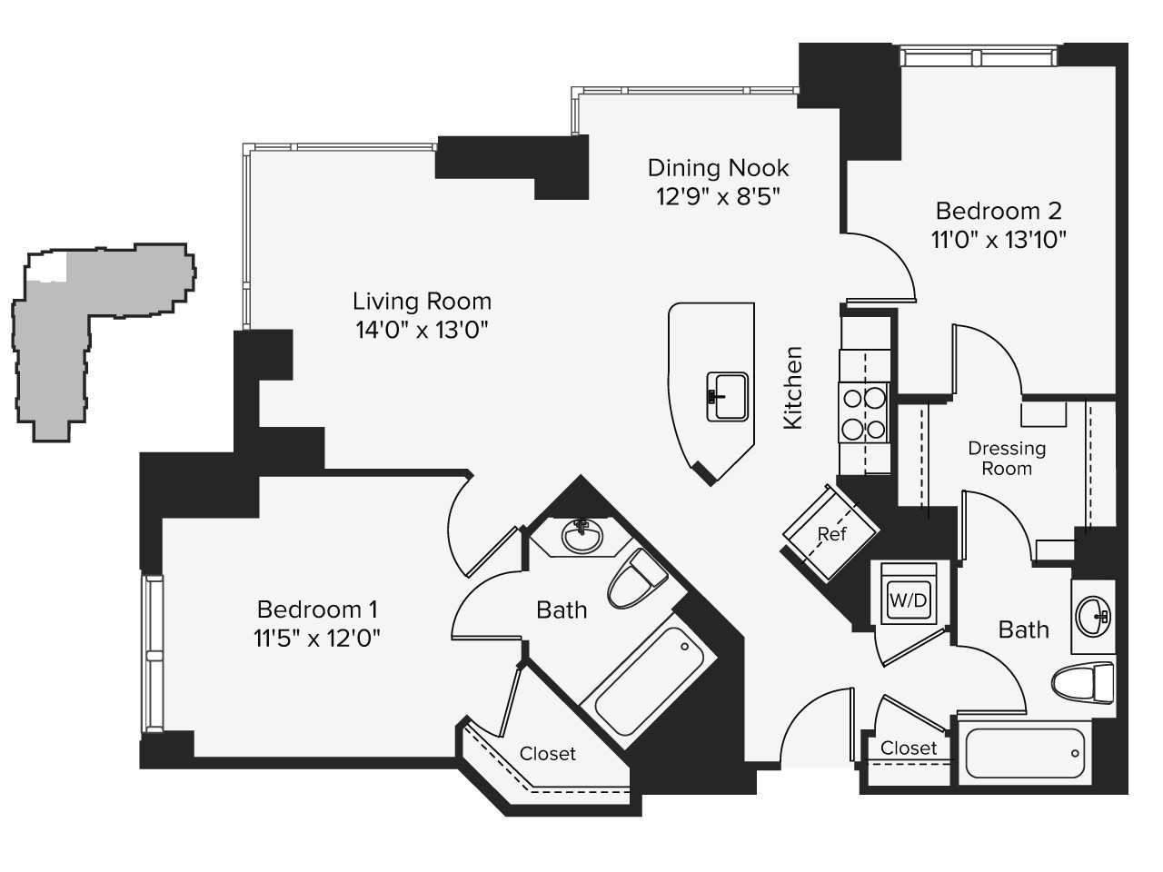 2 bed, 2 bath apartment for rent at 1 Leighton St Unit 2010, East Cambridge