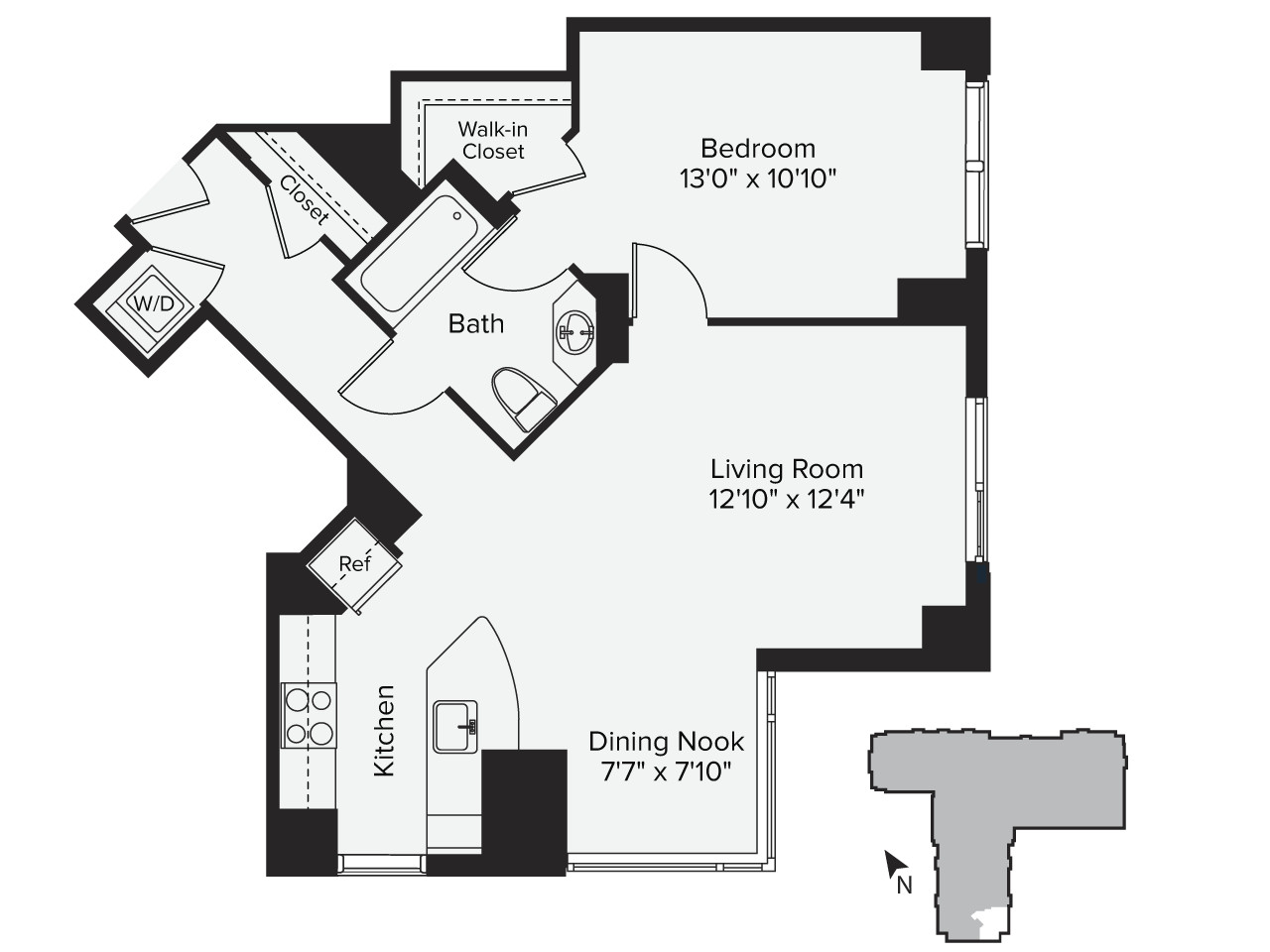 1 bed, 1 bath apartment for rent at 1 Leighton St Unit 1005, East Cambridge