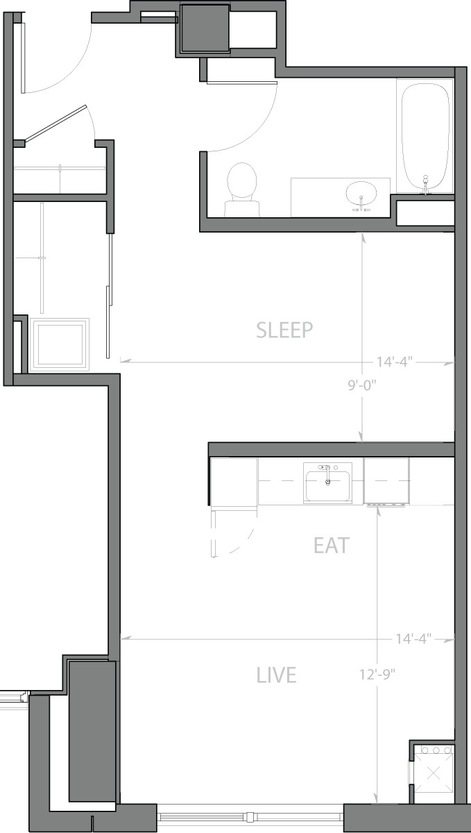 Studio bed, 1 bath apartment for rent at 315 A St Unit 1207, Seaport District