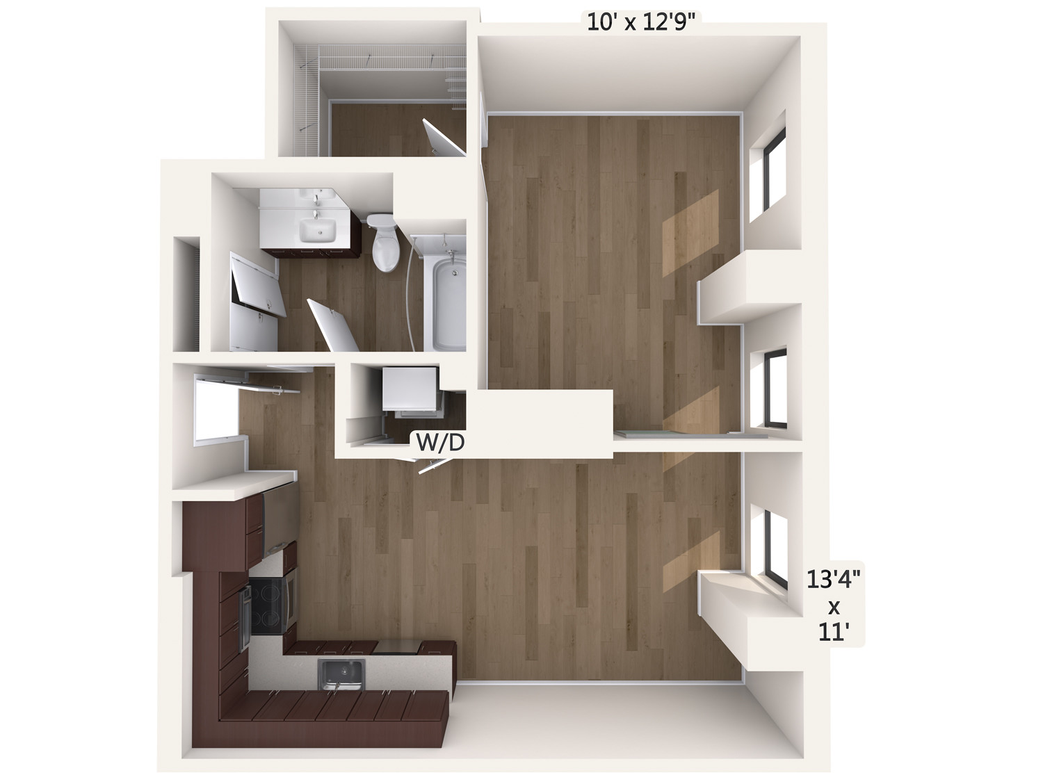 1 bed, 1 bath apartment for rent at 45 Stuart St Unit 608, Midtown