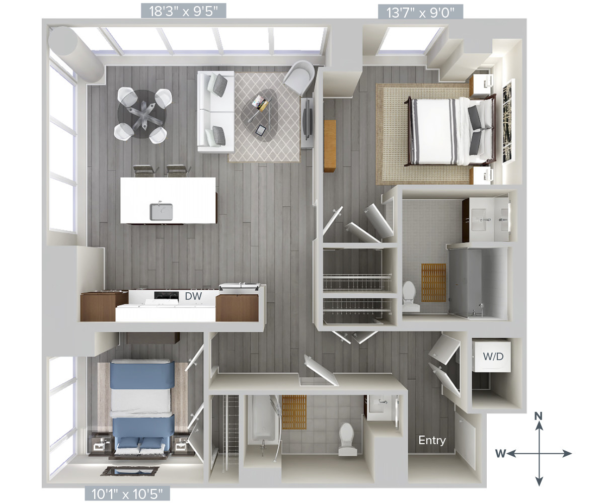 2 bed, 2 bath apartment for rent at 1 Nashua St Unit 1403, West End