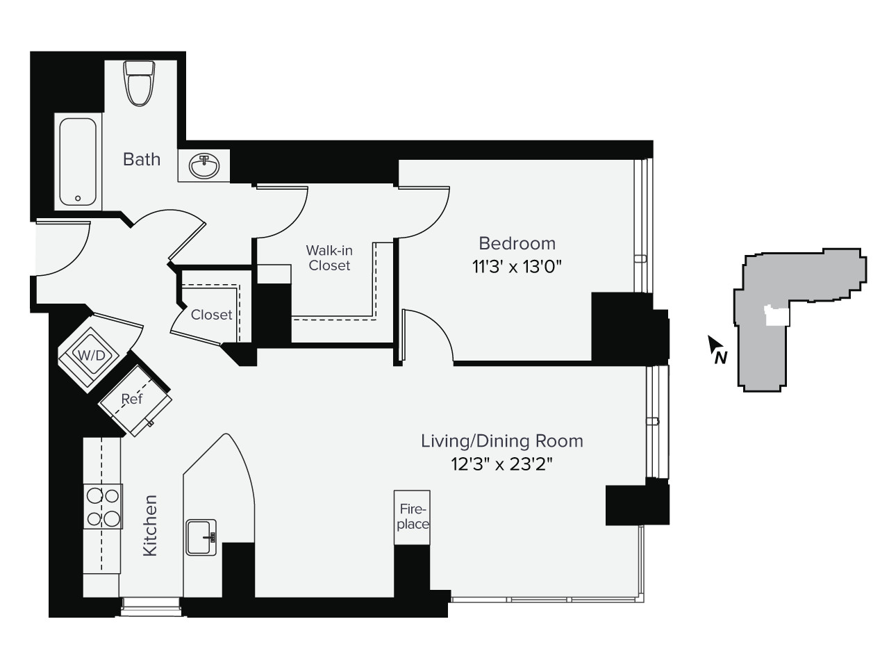 1 bed, 1 bath apartment for rent at 1 Leighton St Unit 2102, East Cambridge
