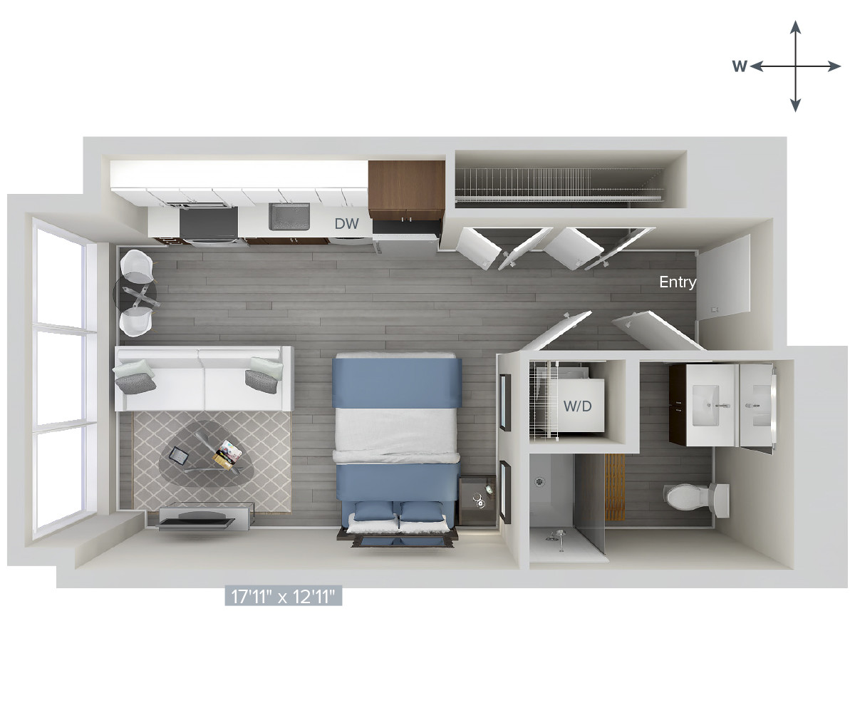Studio bed, 1 bath apartment for rent at 1 Nashua St Unit 2604, West End