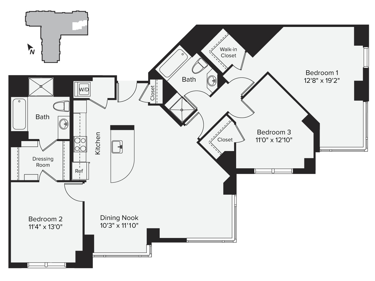 3 bed, 2 bath apartment for rent at 1 Leighton St Unit 1916, East Cambridge