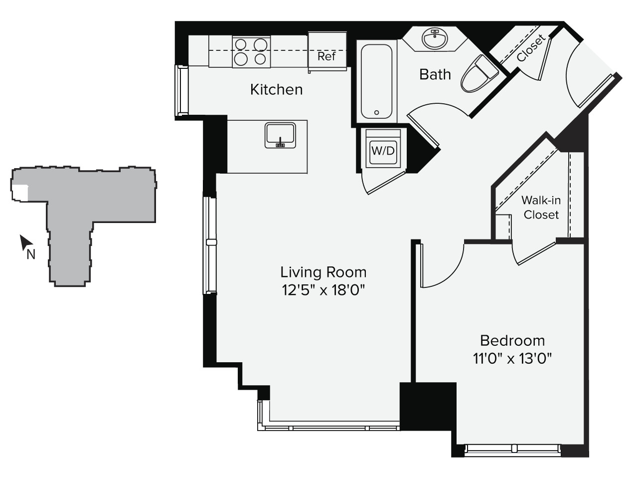 1 bed, 1 bath apartment for rent at 1 Leighton St Unit 912, East Cambridge