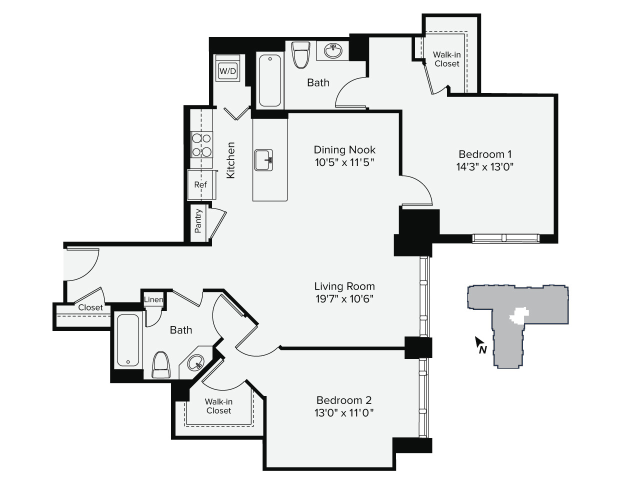 2 bed, 2 bath apartment for rent at 1 Leighton St Unit 1901, East Cambridge