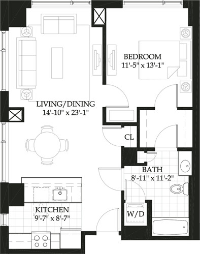 1 bed, 1 bath apartment for rent at 4 Emerson Pl Unit 807, West End — photo 2 of 3