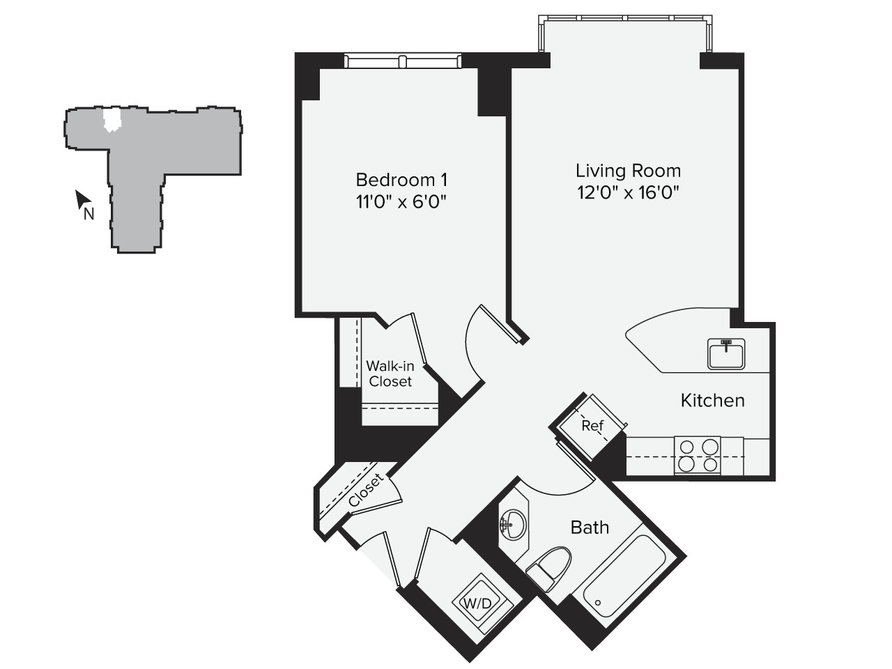 1 bed, 1 bath apartment for rent at 1 Leighton St Unit 915, East Cambridge
