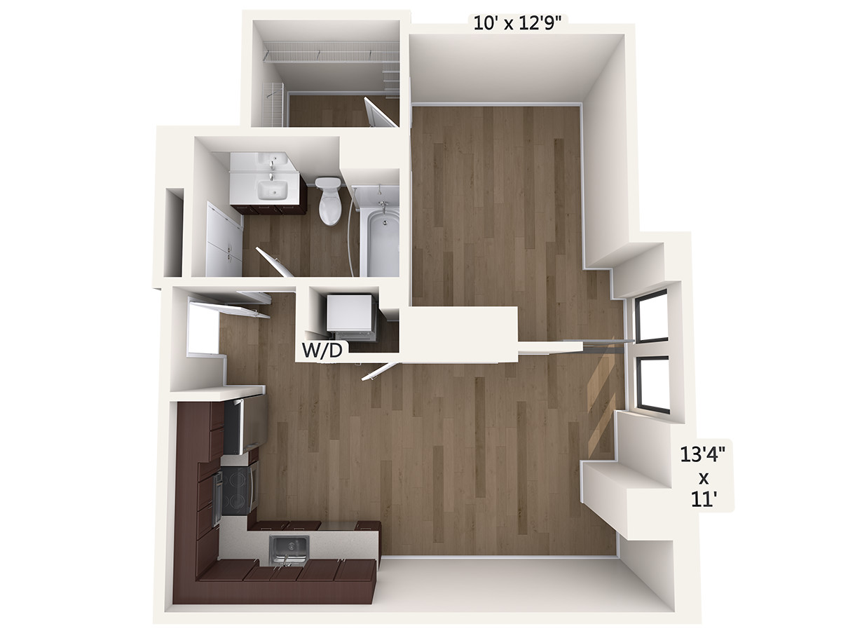 1 bed, 1 bath apartment for rent at 45 Stuart St Unit 1208, Midtown