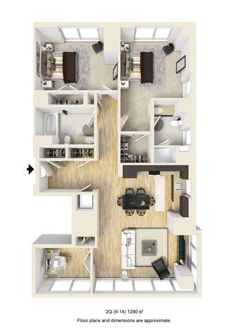 2 bed, 2 bath apartment for rent at 1330 Boylston St Unit 1308, Fenway