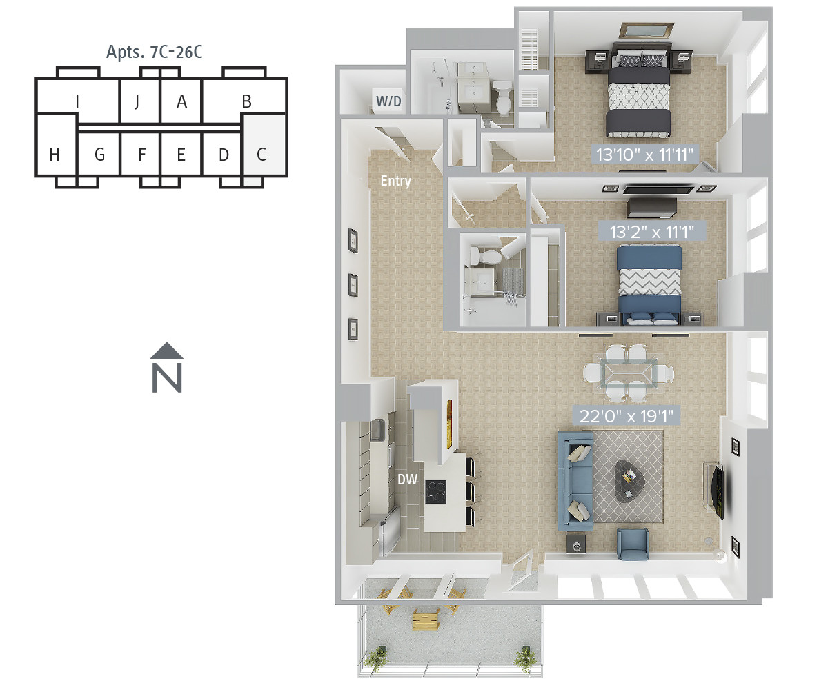 2 bed, 2 bath apartment for rent at 770 Boylston St Unit 770-18C, Back Bay