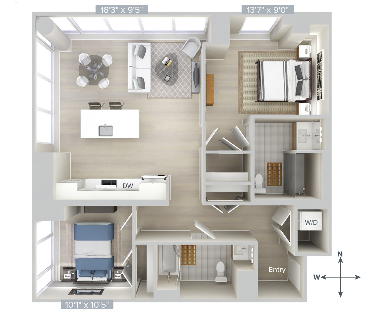 2 bed, 2 bath apartment for rent at 1 Nashua St Unit 3703, West End