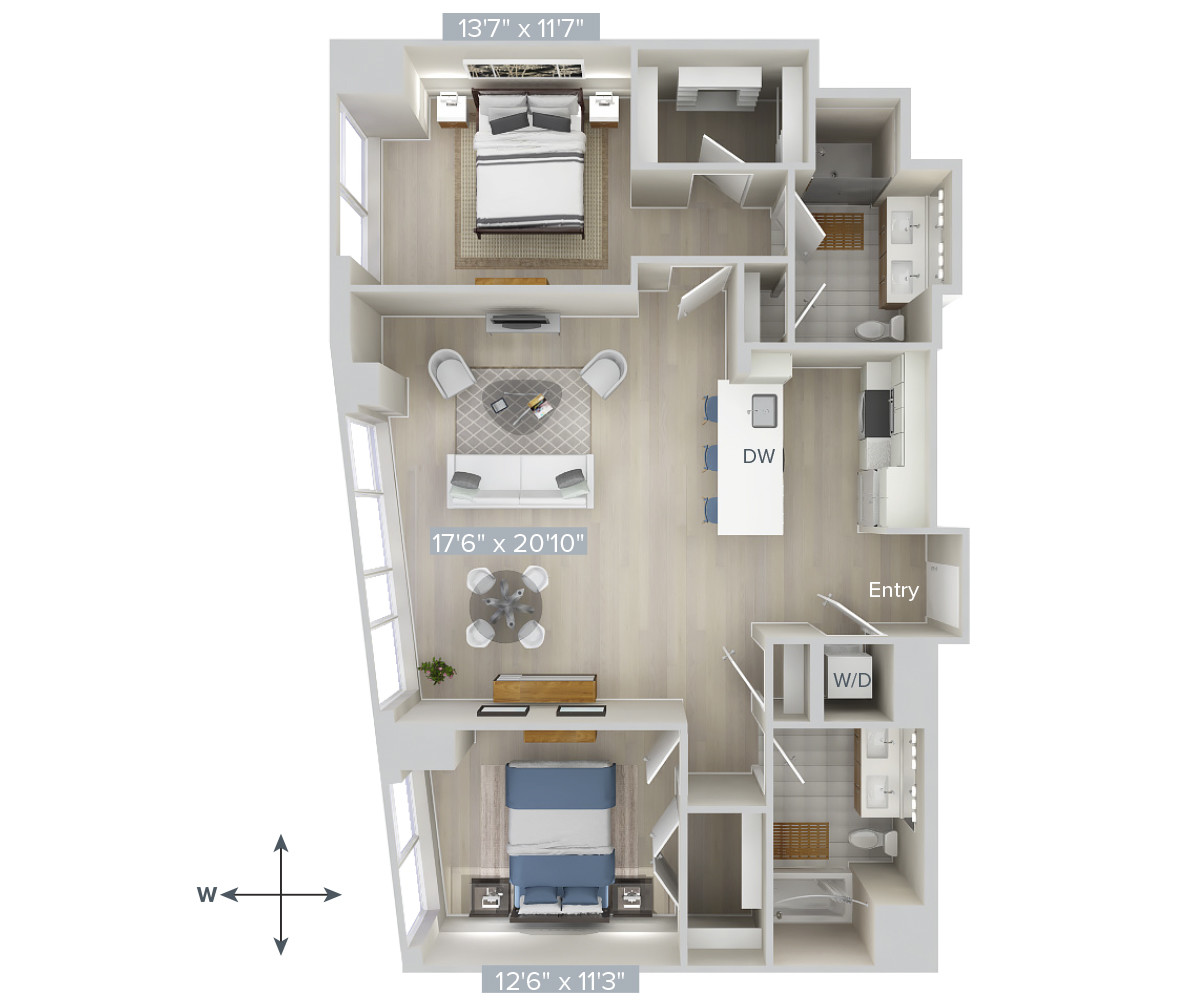 2 bed, 2 bath apartment for rent at 1 Nashua St Unit 3604, West End