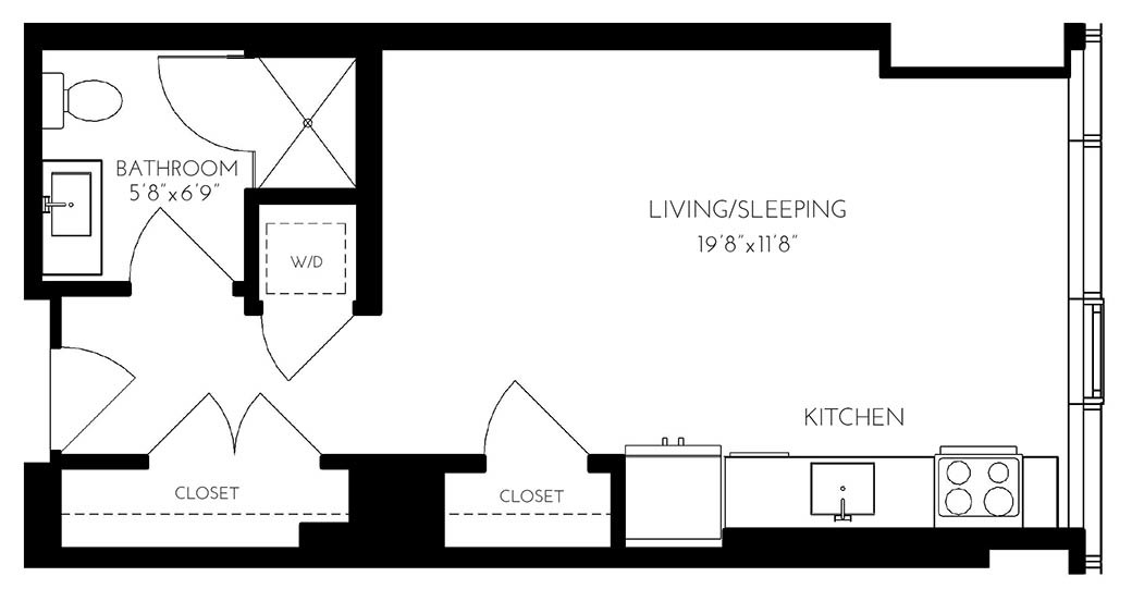 Studio bed, 1 bath apartment for rent at 25 Northern Ave Unit 1615, Seaport District