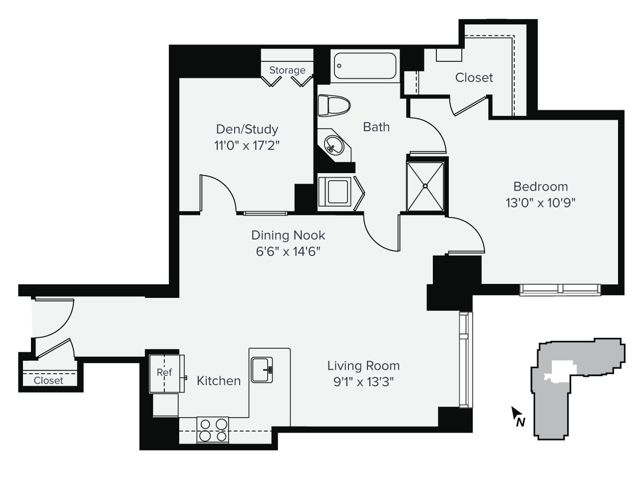 1 bed, 1 bath apartment for rent at 1 Leighton St Unit 2201, East Cambridge