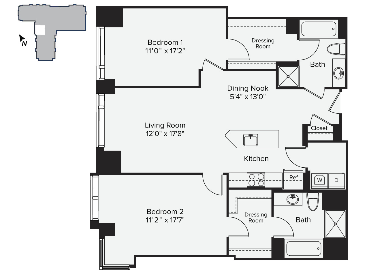 2 bed, 2 bath apartment for rent at 1 Leighton St Unit 1609, East Cambridge