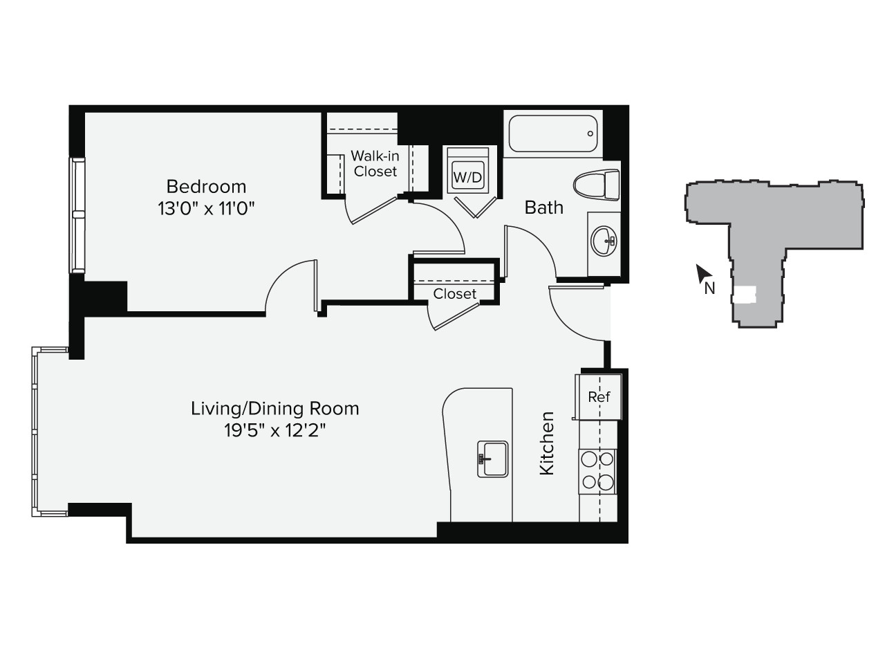 1 bed, 1 bath apartment for rent at 1 Leighton St Unit 1903, East Cambridge