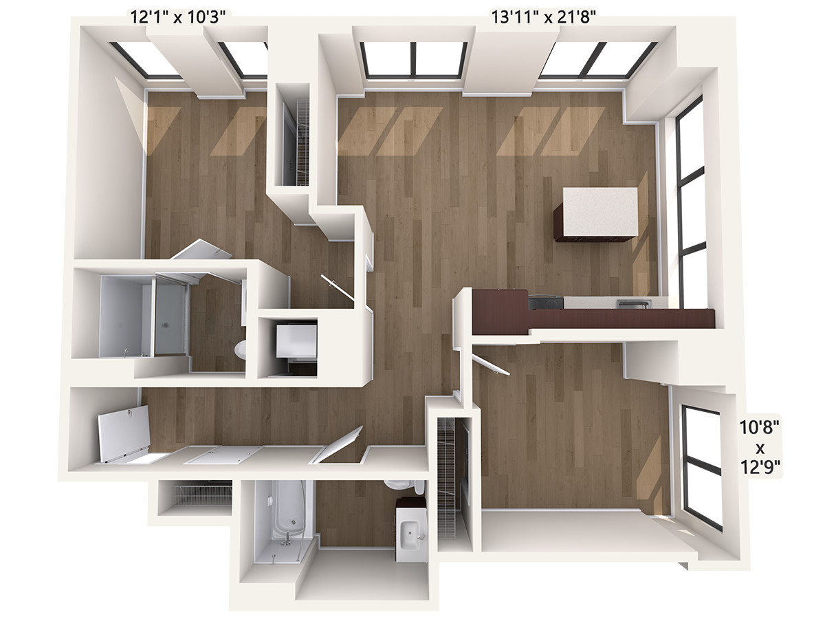 2 bed, 2 bath apartment for rent at 45 Stuart St Unit 2304, Midtown