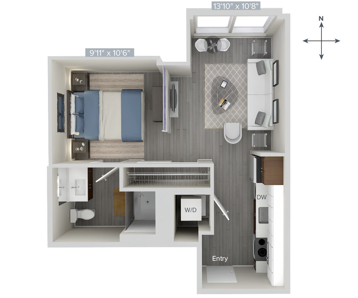 Studio bed, 1 bath apartment for rent at 1 Nashua St Unit 1111, West End