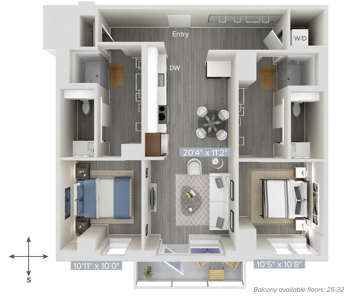 2 bed, 2 bath apartment for rent at 1 Nashua St Unit 1714, West End