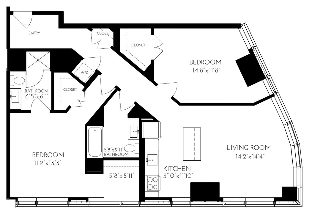 2 bed, 2 bath apartment for rent at 25 Northern Ave Unit 1109, Seaport District