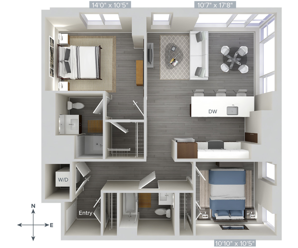 2 bed, 2 bath apartment for rent at 1 Nashua St Unit 3502, West End