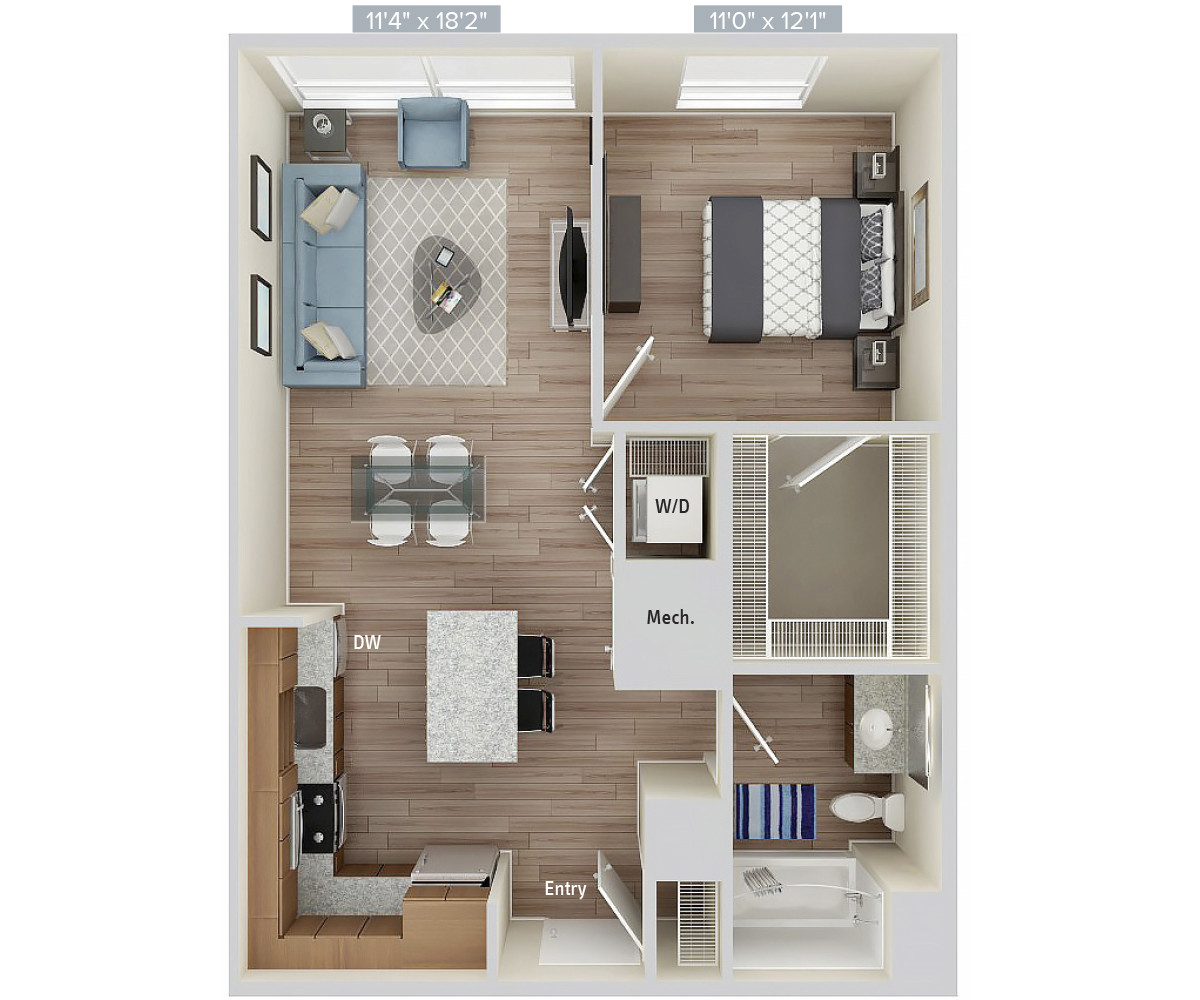 1 bed, 1 bath apartment for rent at 2 Leighton St Unit 1-204, East Cambridge