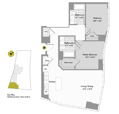 2 Beds, 2 Baths apartment in Boston, Midtown for $5,163