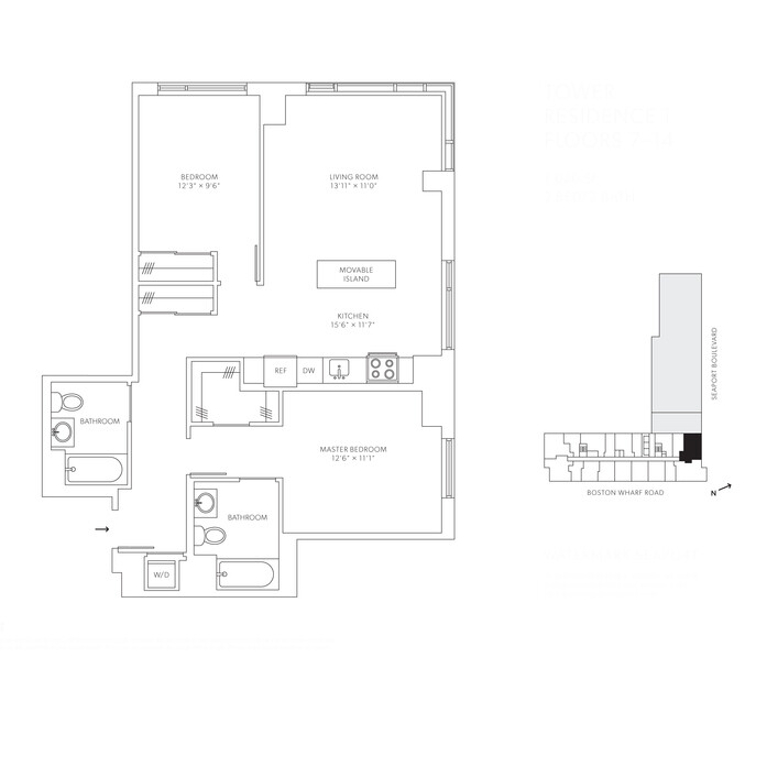 2 Beds, 2 Baths apartment in Boston, Seaport District for $5,884