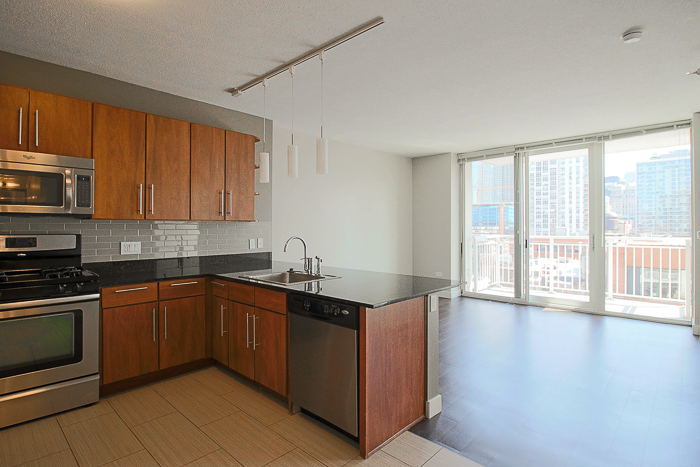 1 BED IN RIVER NORTH!  UPGRADES!! Pool! W/D in Unit! Balcony!