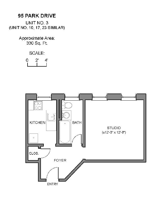 Studio bed, 1 bath apartment for rent at 95 Park Dr Unit 17, Fenway