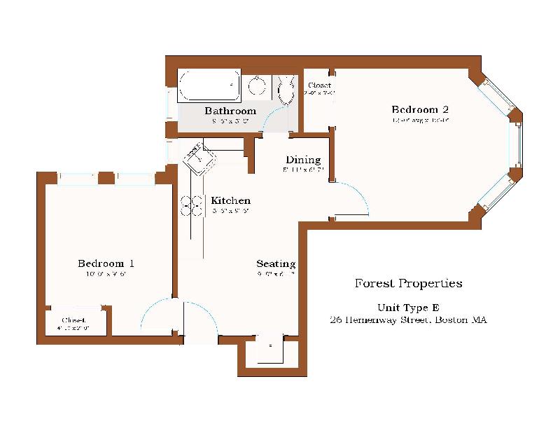 2 bed, 1 bath apartment for rent at 26 Hemenway St Unit 36, Fenway