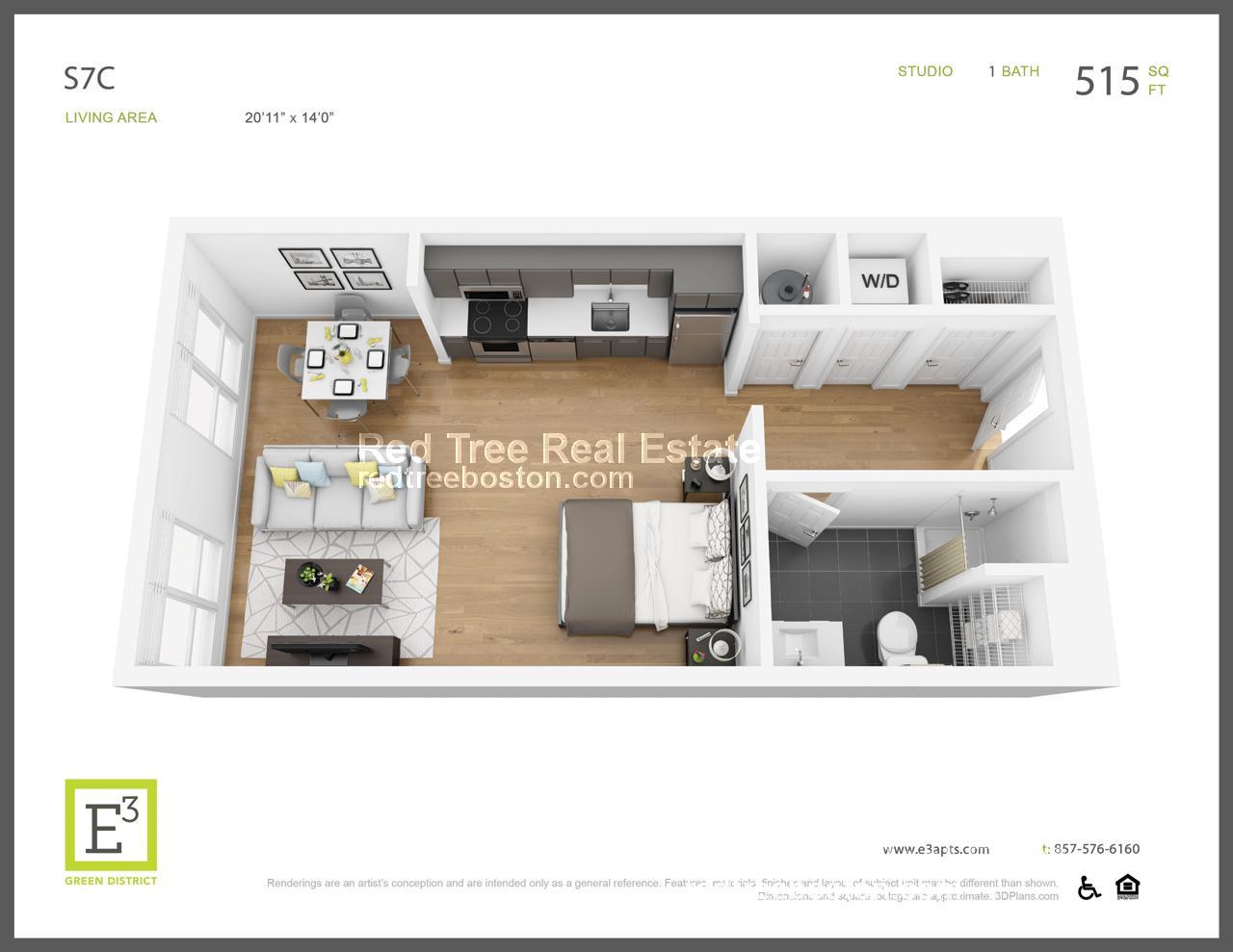 Studio bed, 1 bath apartment for rent at 75 Brainerd Rd Unit 523, Allston — photo 6 of 6