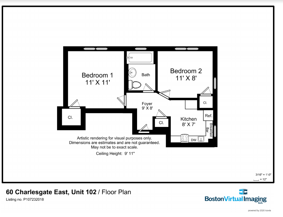 1 bed, 1 bath apartment for rent at 60 Charlesgate East Unit 102c, Fenway — photo 2 of 6