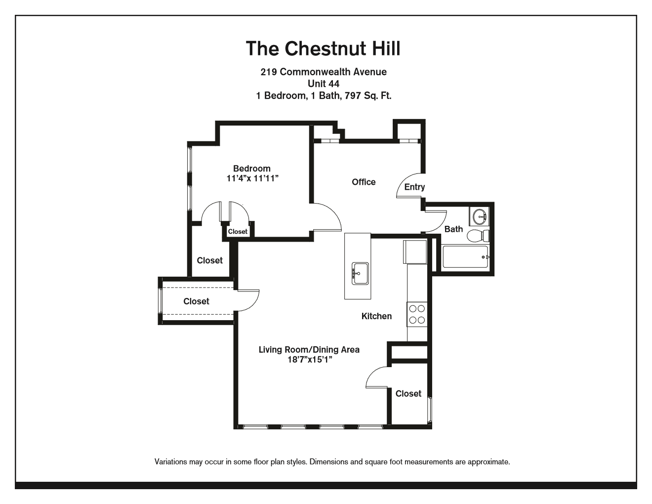 1 bed, 1 bath apartment for rent at 219 Commonwealth Ave Unit 44, Brookline